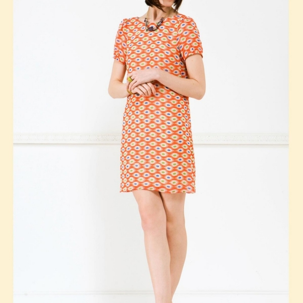 Orange Print Scoop Back Mini Dress NWT Medium